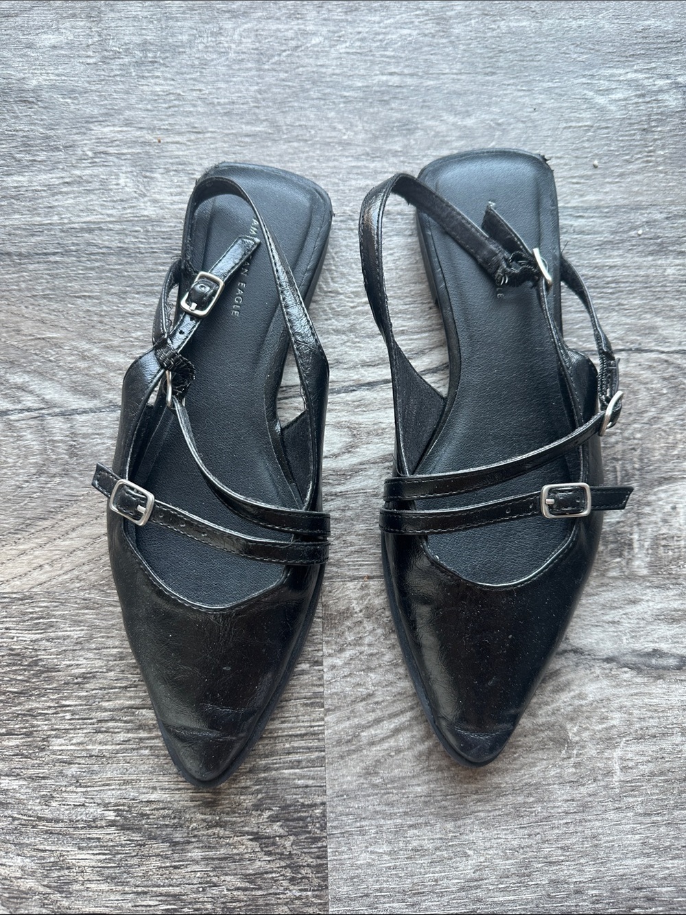 American Eagle Outfitters Black Pointed Slingback Flats